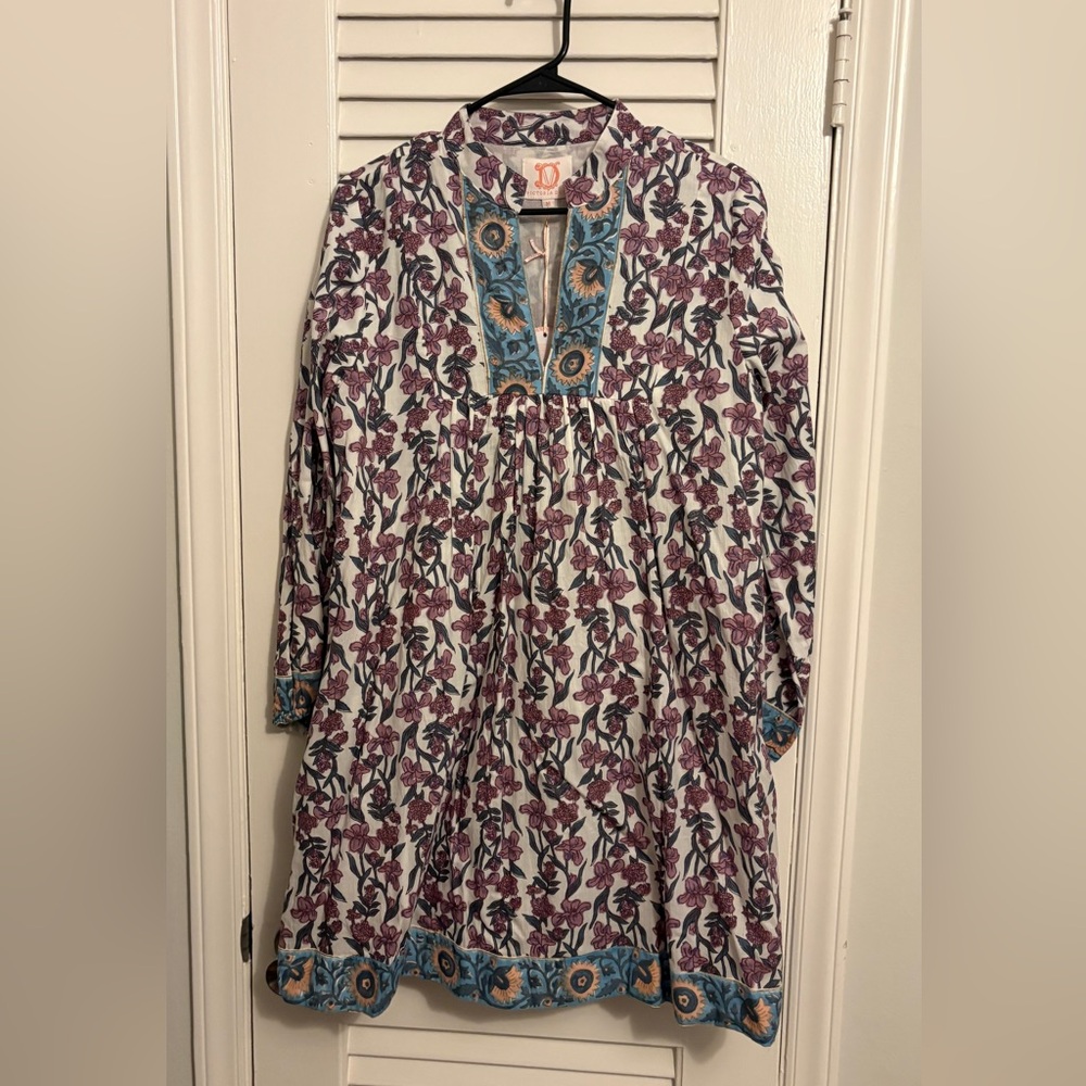 Victoria Dunn Floral Dress - Purple and Blue